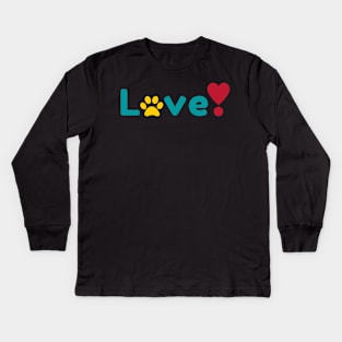 Love Your Pet - Pawprint Kids Long Sleeve T-Shirt